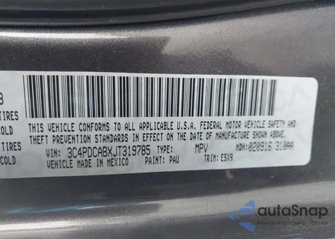 2018 Dodge Journey Se from USA, damaged, VIN 3C4PDCABXJT319785